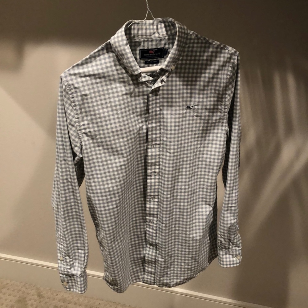 EUC Vineyard Vines Gingham Performance Whale Shirt